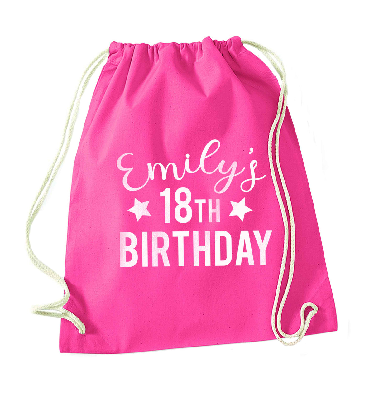Personalised 18th birthday pink drawstring bag