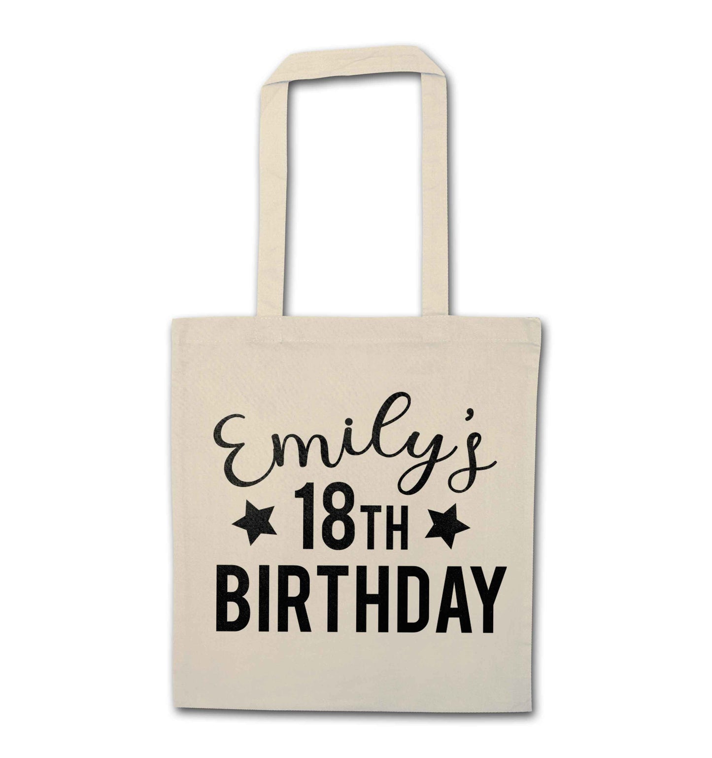 Personalised 18th birthday natural tote bag