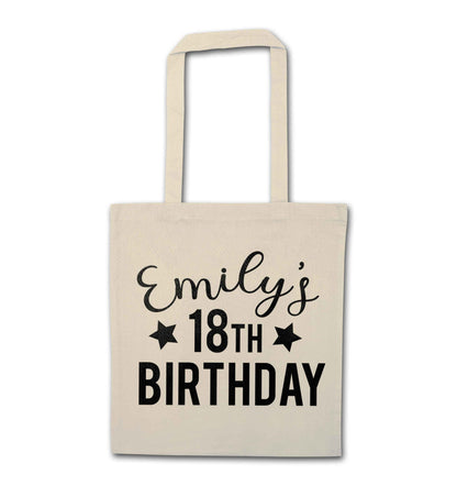Personalised 18th birthday natural tote bag