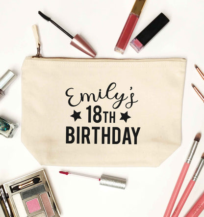 Personalised 18th birthday natural makeup bag