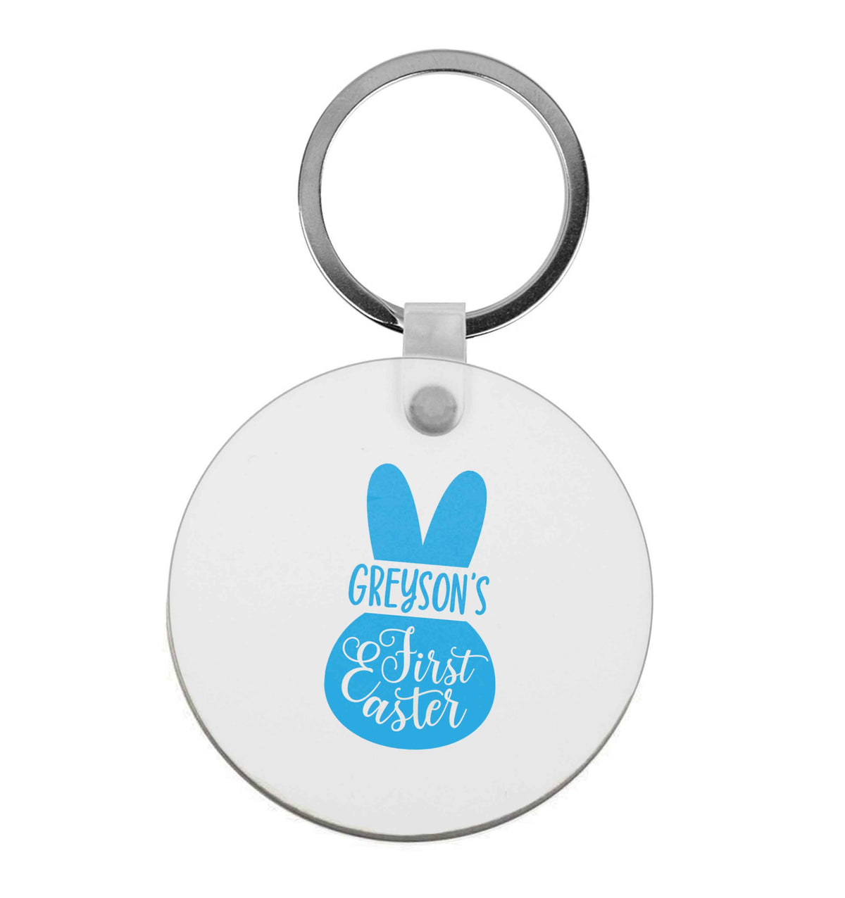Personalised first Easter - blue bunny | Keyring