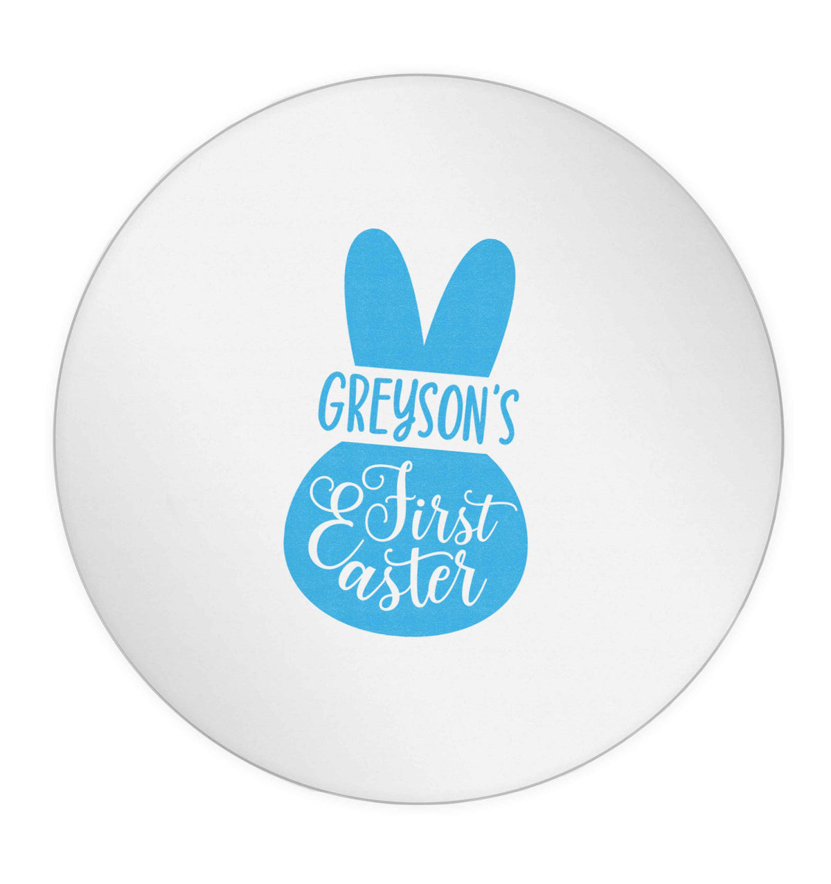 Personalised first Easter - blue bunny 24 @ 45mm matt circle stickers