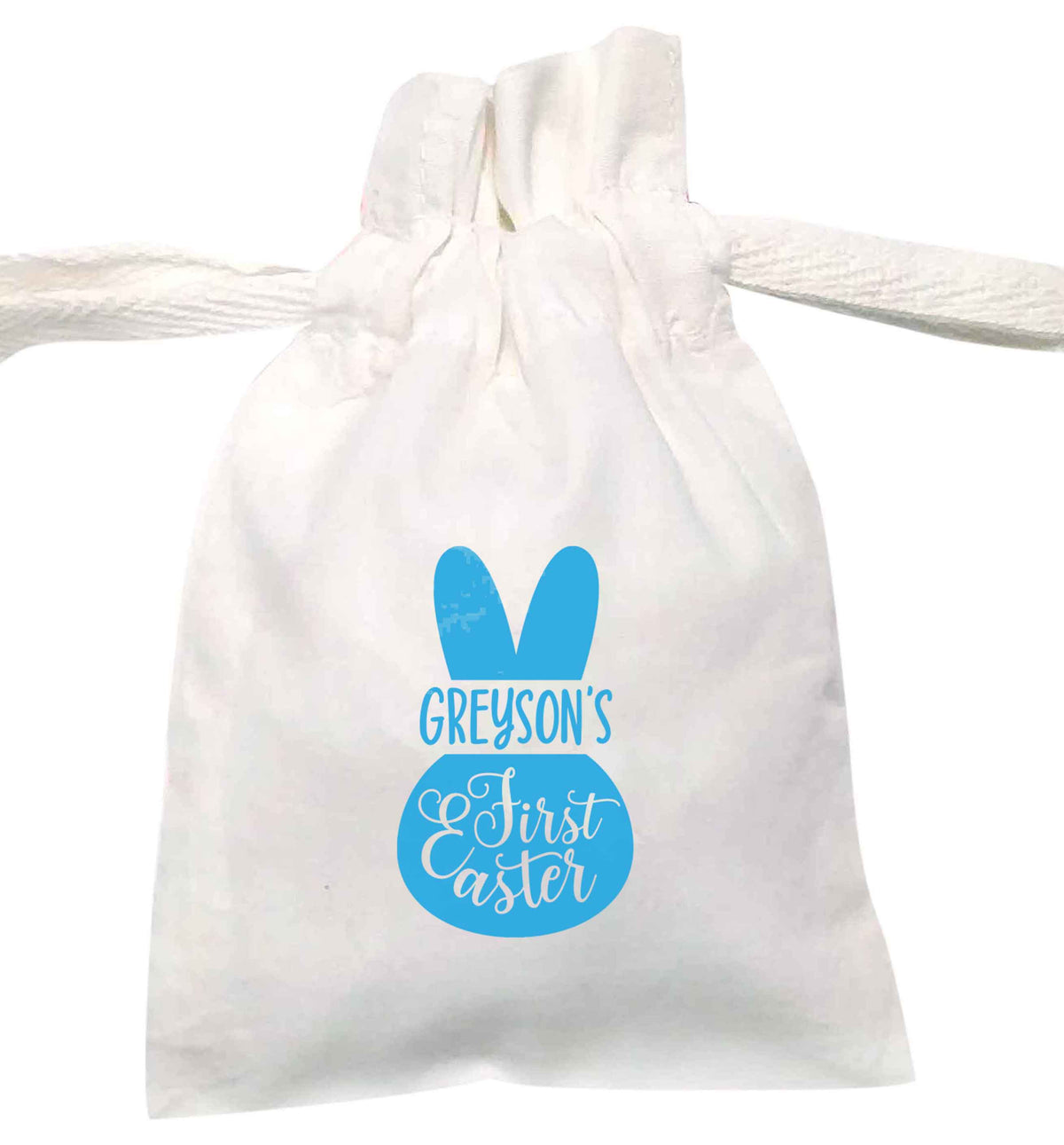Personalised first Easter - blue bunny | XS - L | Pouch / Drawstring bag / Sack | Organic Cotton | Bulk discounts available!
