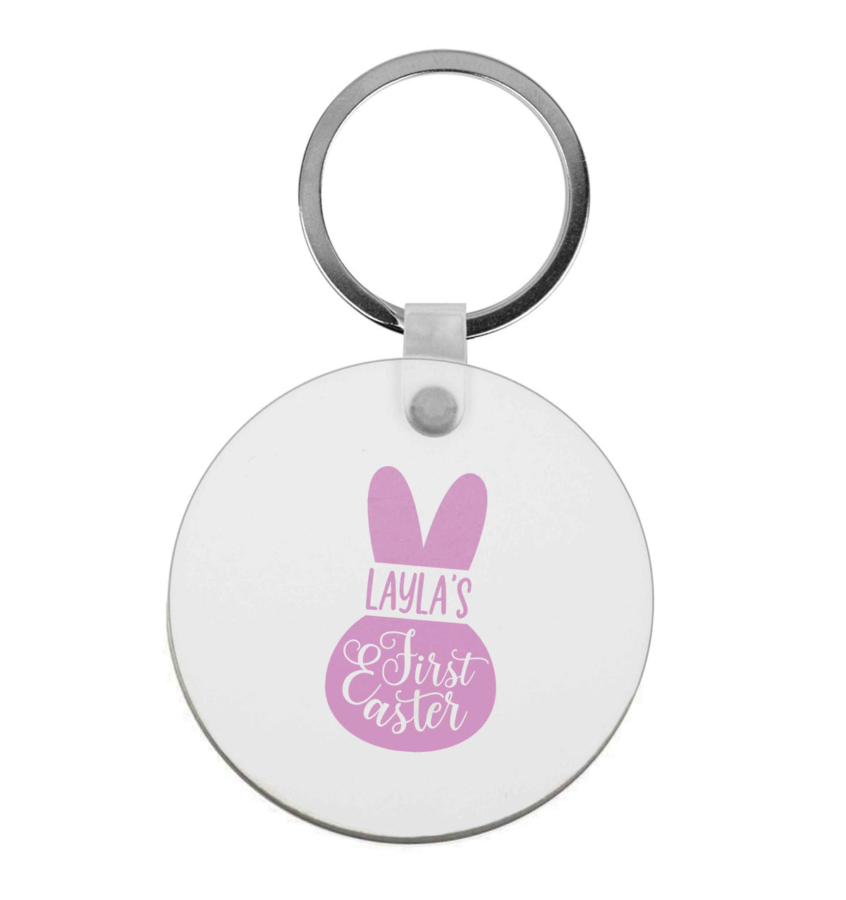 Personalised first Easter - pink bunny | Keyring