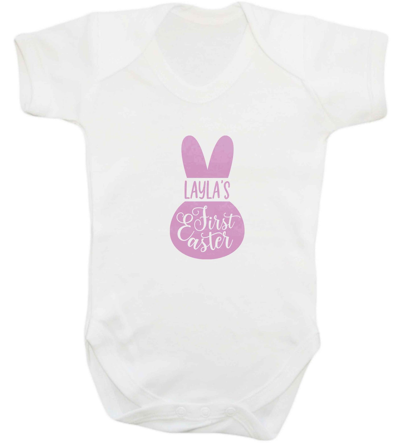 Personalised first Easter - pink bunny baby vest white 18-24 months