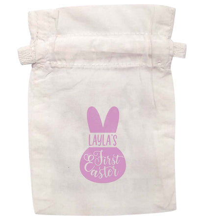Personalised first Easter - pink bunny | XS - L | Pouch / Drawstring bag / Sack | Organic Cotton | Bulk discounts available!