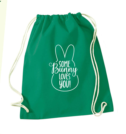 Some bunny loves you green drawstring bag