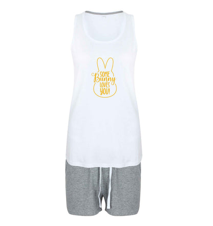 Some bunny loves you size XL women's pyjama shorts set in pink 