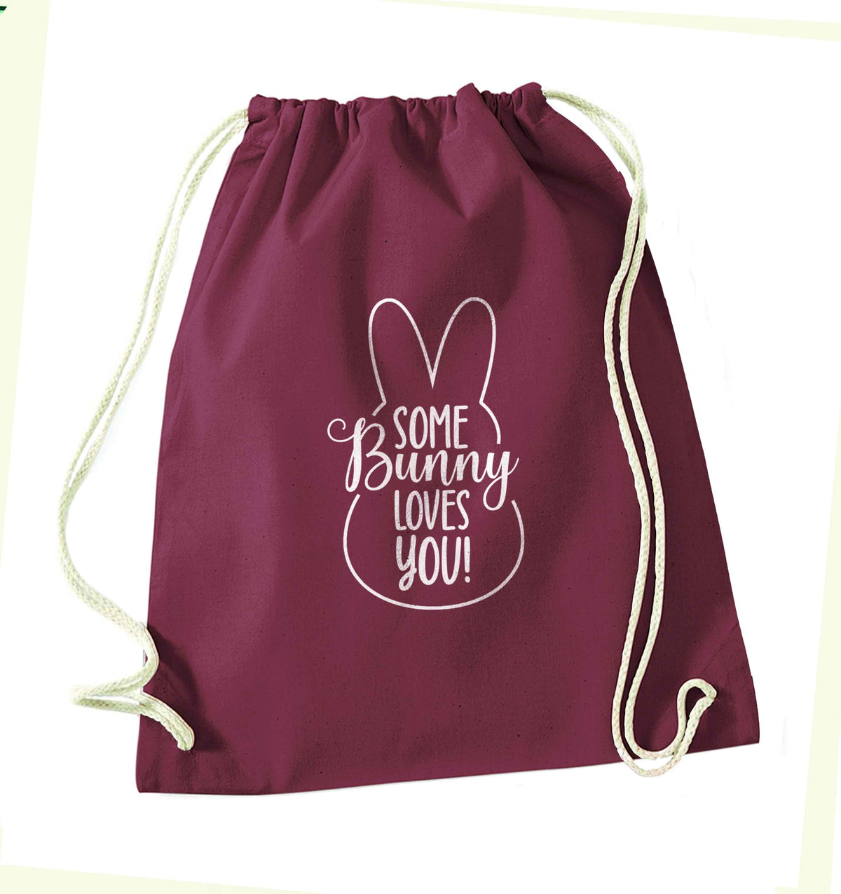 Some bunny loves you maroon drawstring bag