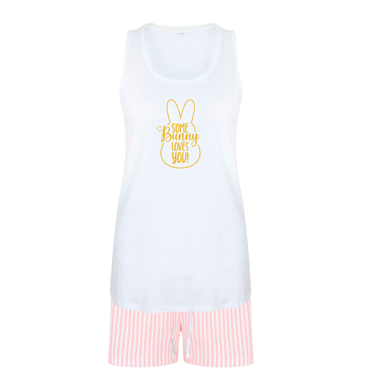 Some bunny loves you size XL women's pyjama shorts set in pink 