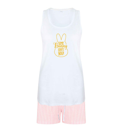 Some bunny loves you size XL women's pyjama shorts set in pink 