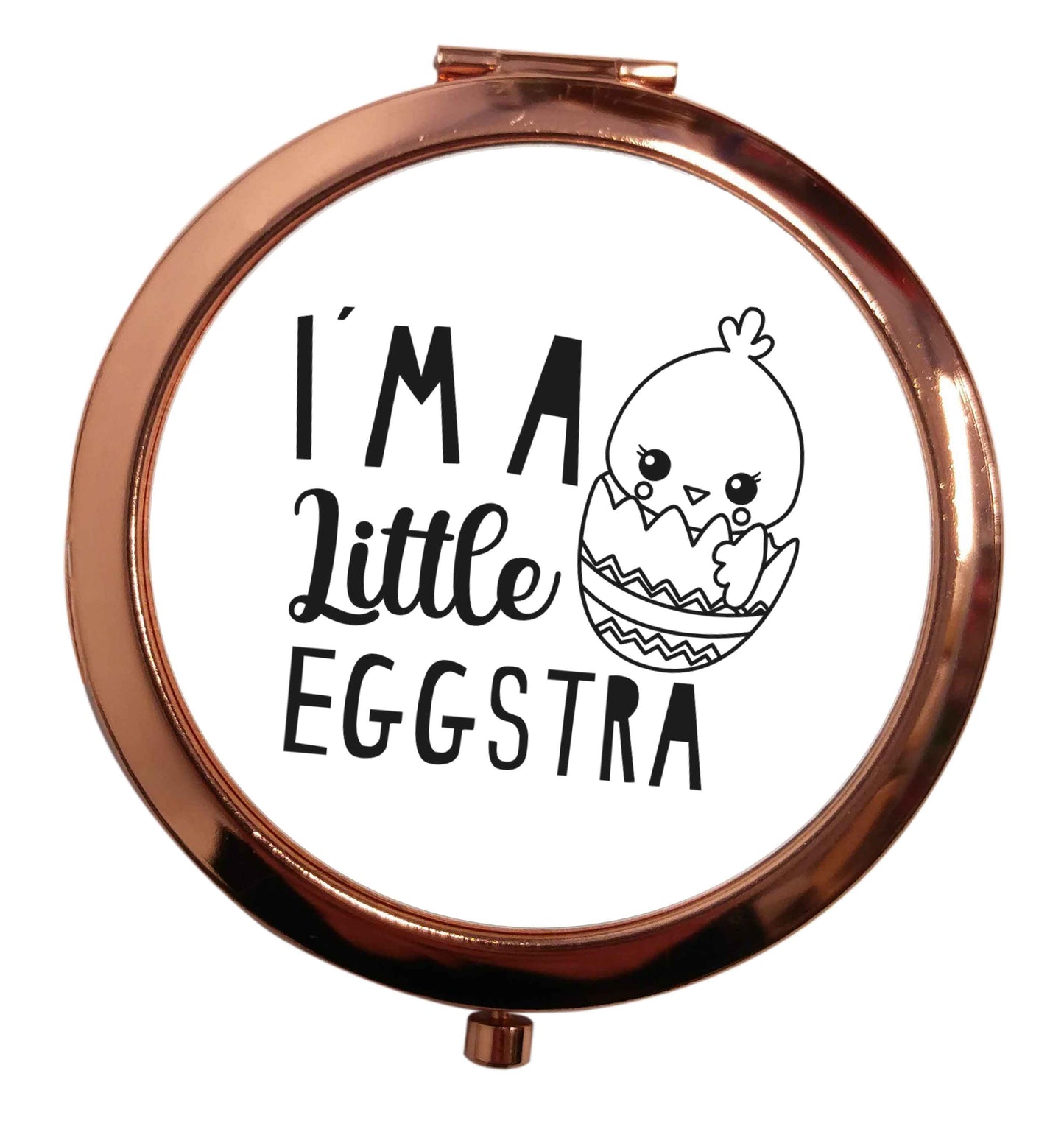 I'm a little eggstra rose gold circle pocket mirror