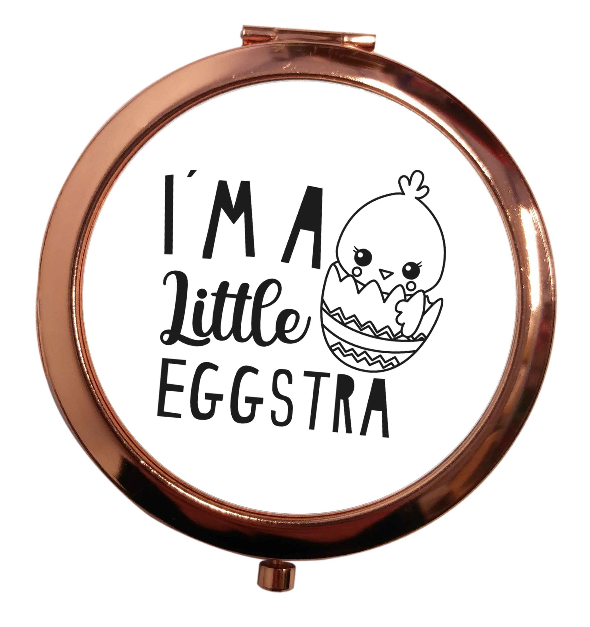 I'm a little eggstra rose gold circle pocket mirror