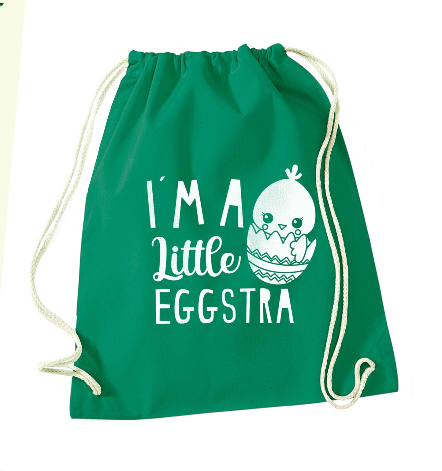 I'm a little eggstra green drawstring bag