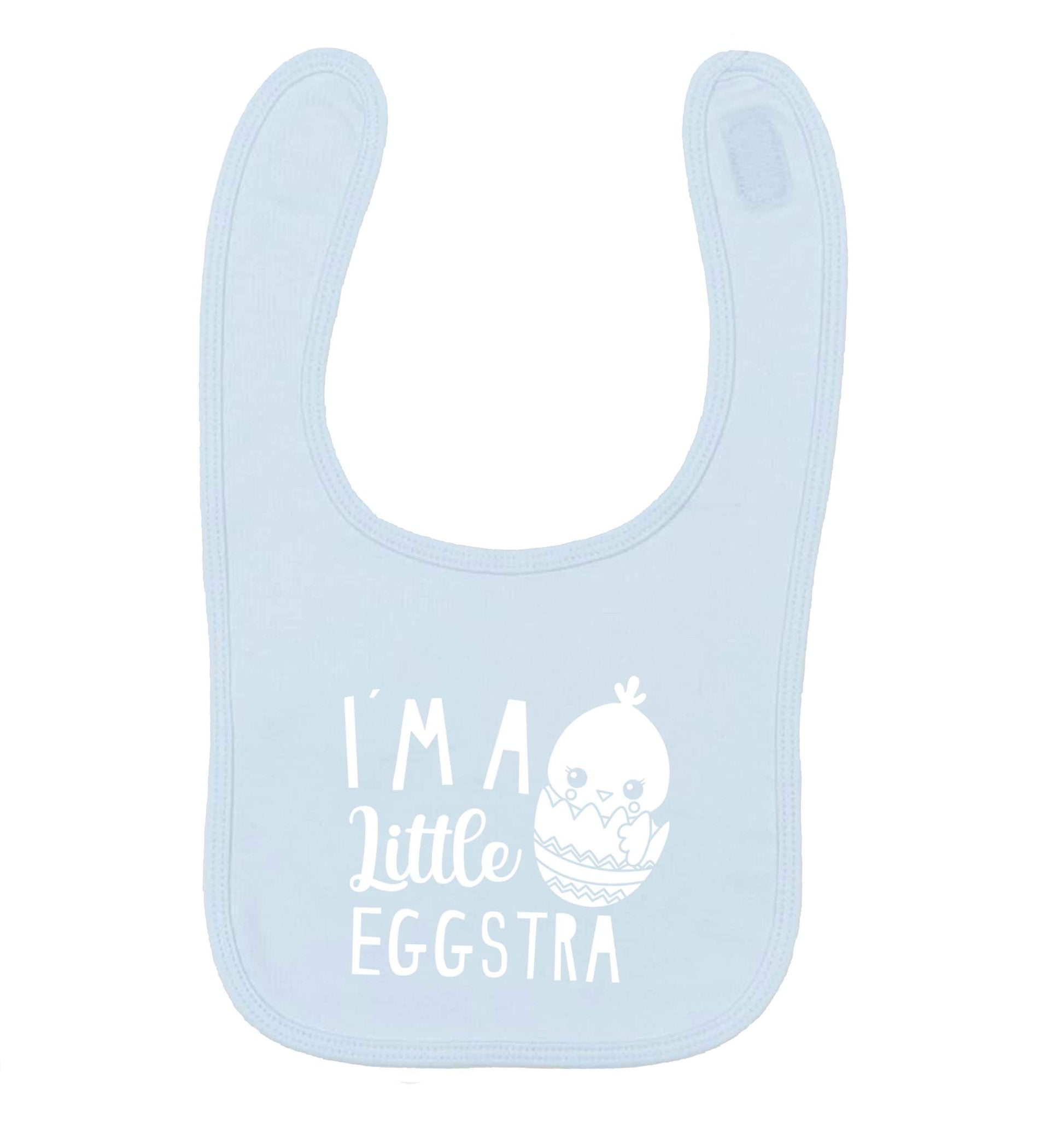 I'm a little eggstra pale blue baby bib