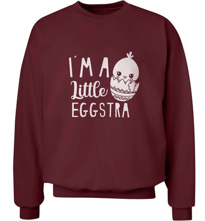 I'm a little eggstra adult's unisex maroon sweater 2XL