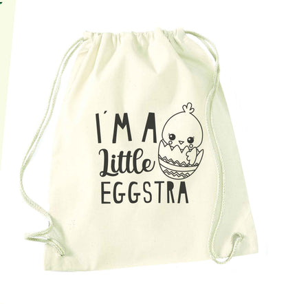 I'm a little eggstra natural drawstring bag