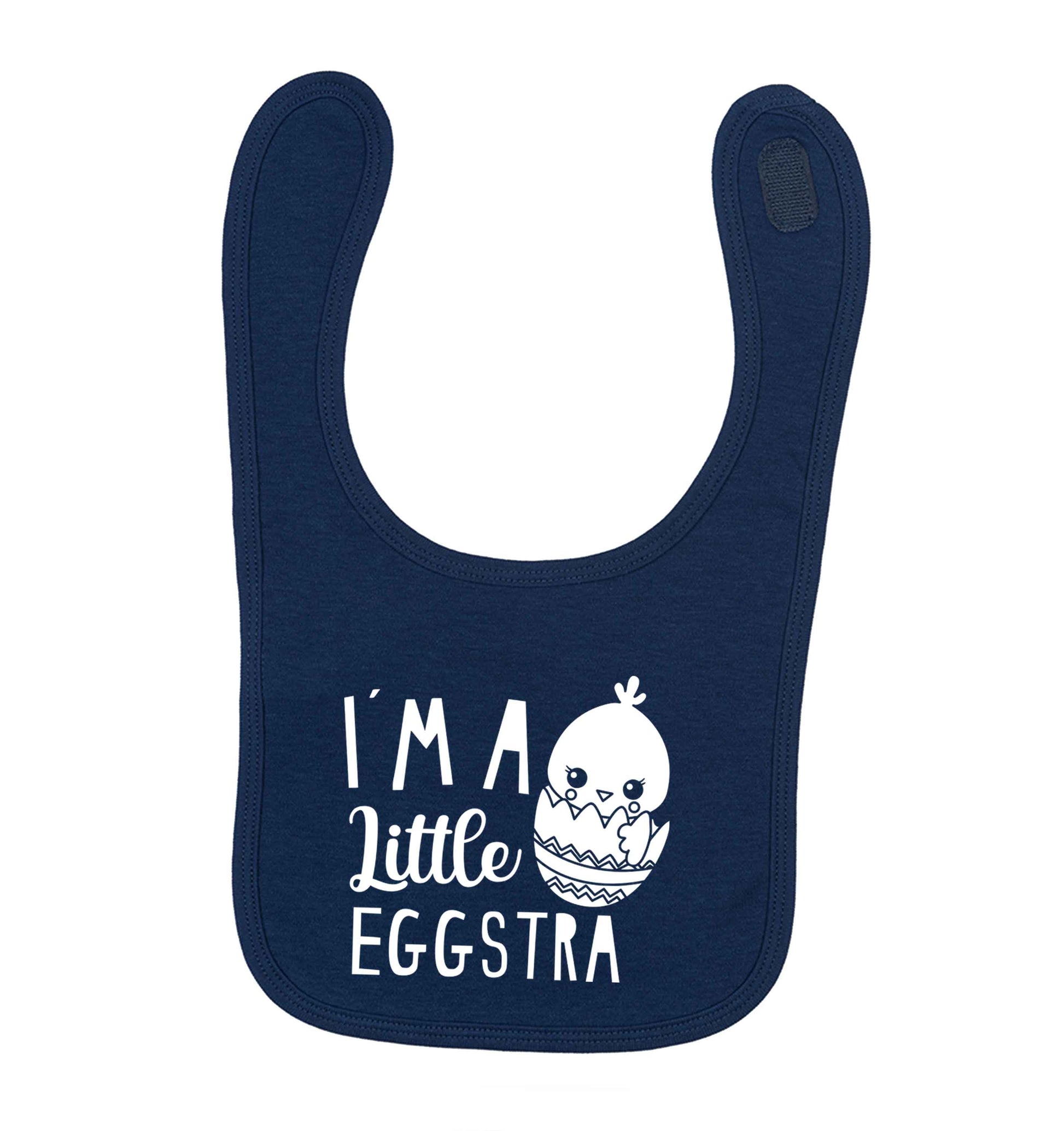 I'm a little eggstra navy baby bib