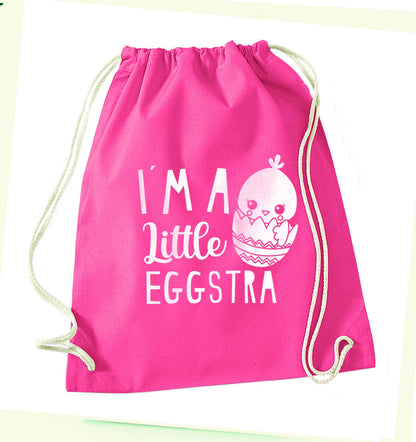I'm a little eggstra pink drawstring bag