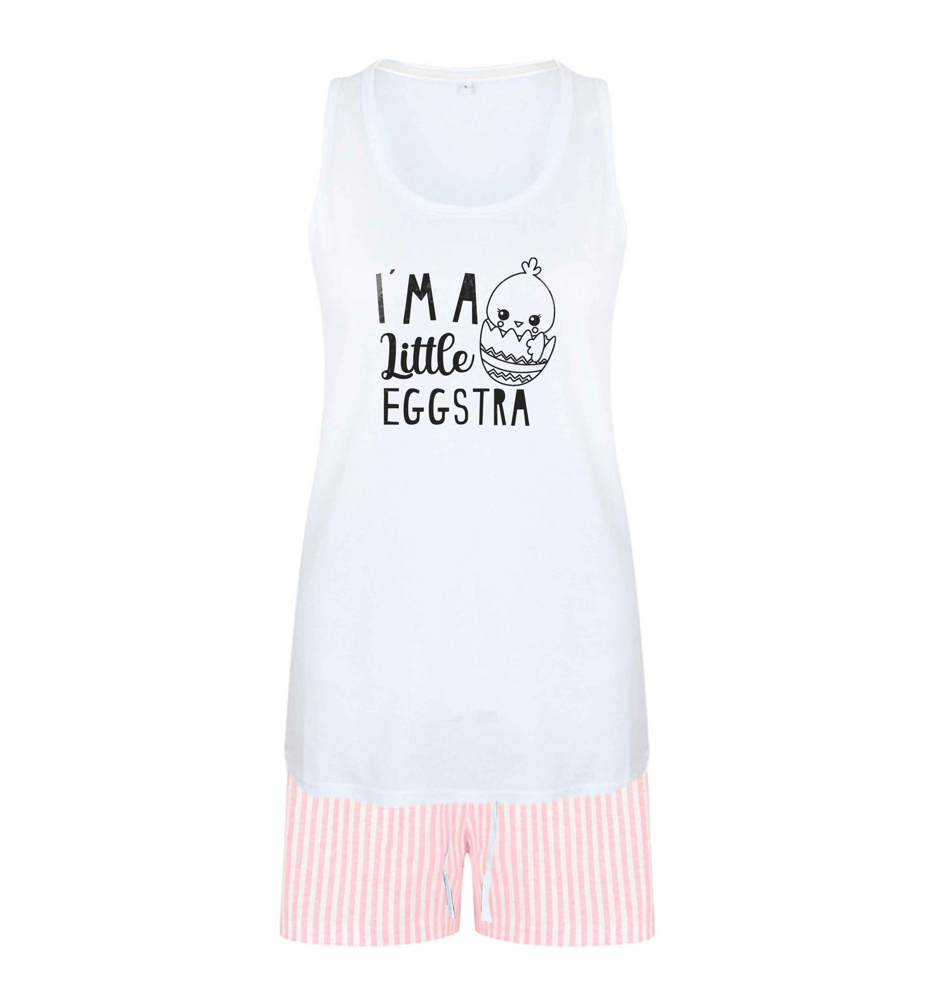I'm a little eggstra size XL women's pyjama shorts set in pink 