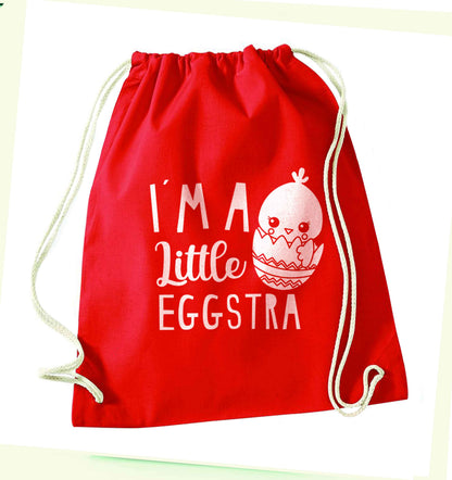 I'm a little eggstra red drawstring bag 