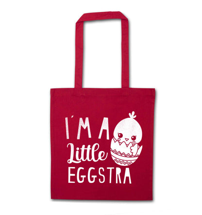 I'm a little eggstra red tote bag