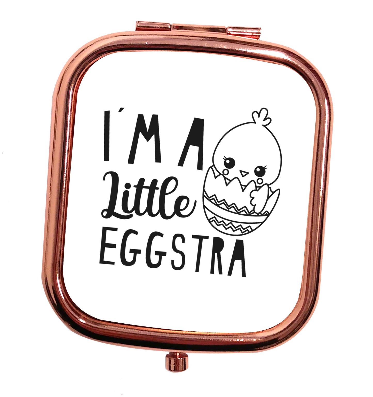 I'm a little eggstra rose gold square pocket mirror