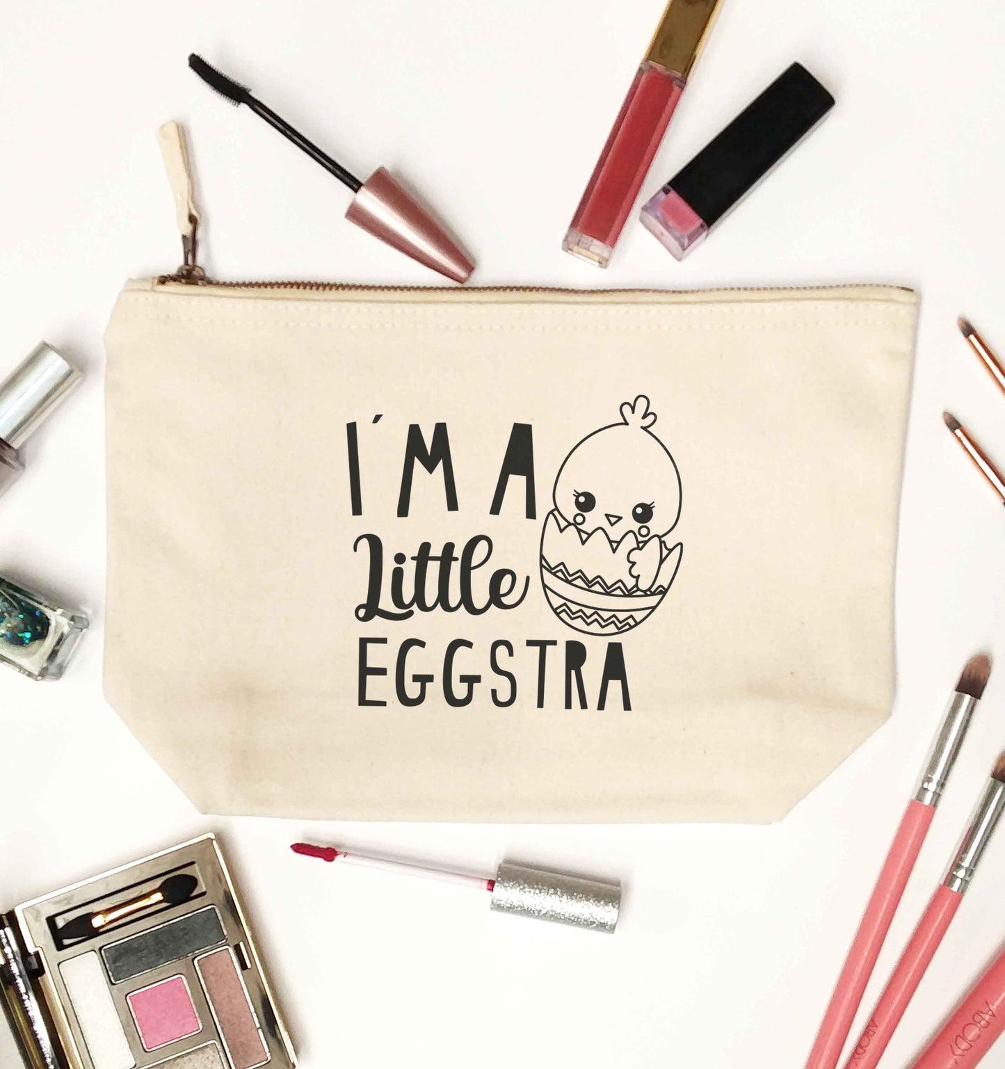 I'm a little eggstra natural makeup bag