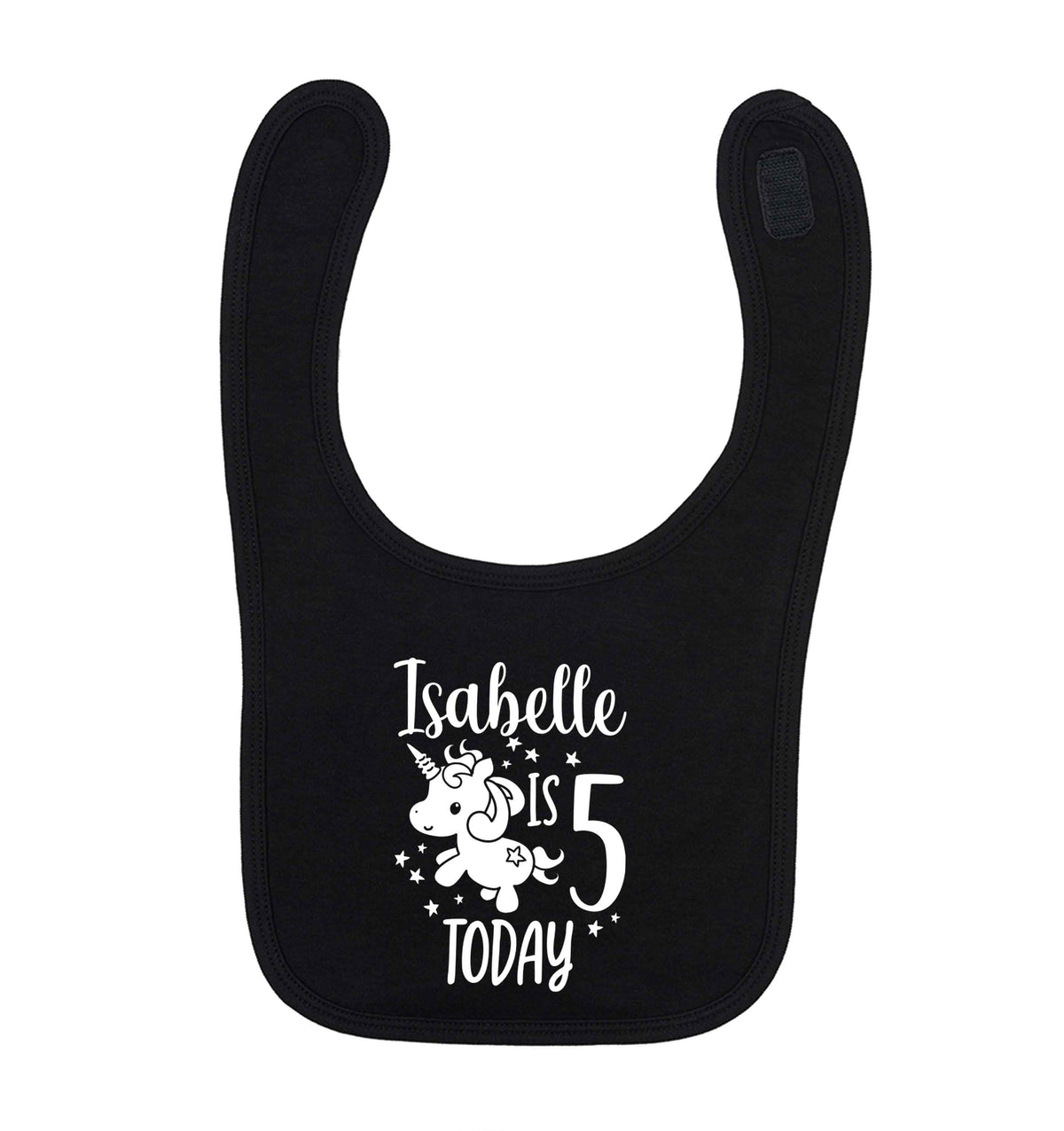 Today I am - Personalise with any name or age! Birthday unicorn black baby bib