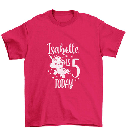 Today I am - Personalise with any name or age! Birthday unicorn Children's pink Tshirt 12-13 Years