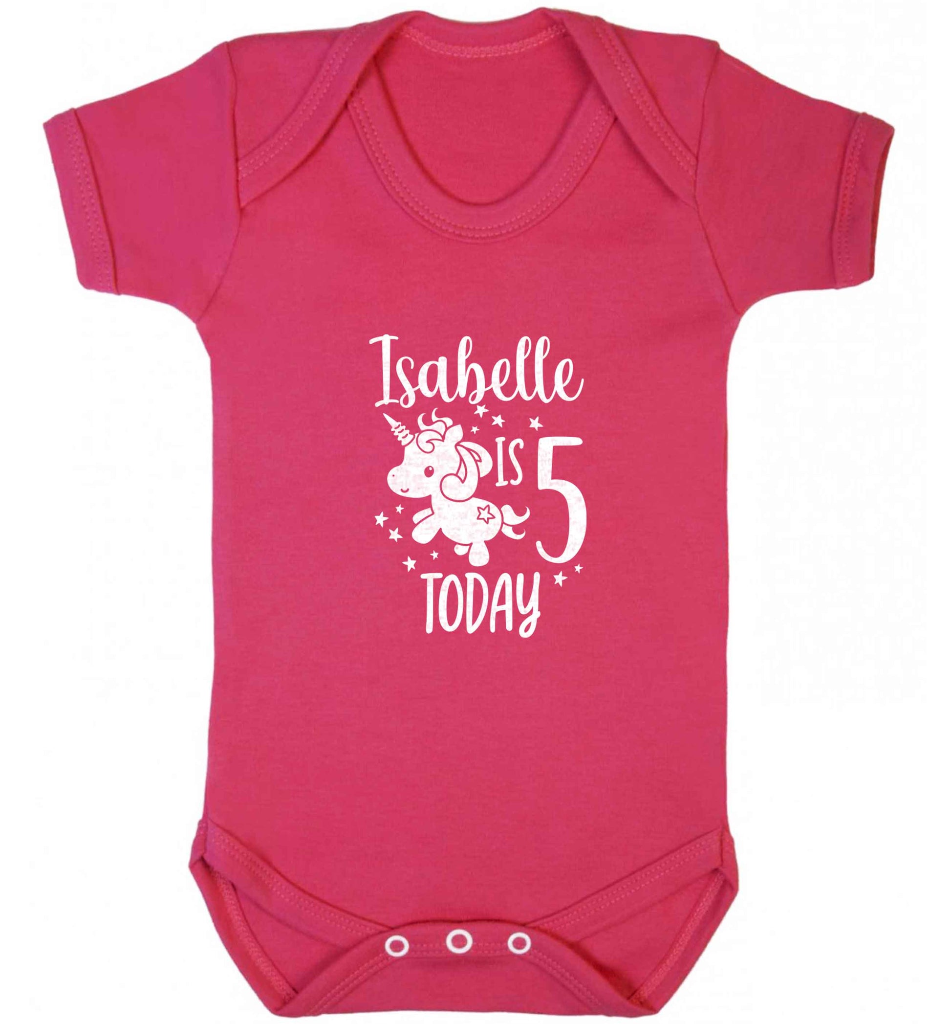 Today I am - Personalise with any name or age! Birthday unicorn baby vest dark pink 18-24 months