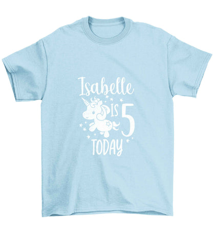 Today I am - Personalise with any name or age! Birthday unicorn Children's light blue Tshirt 12-13 Years