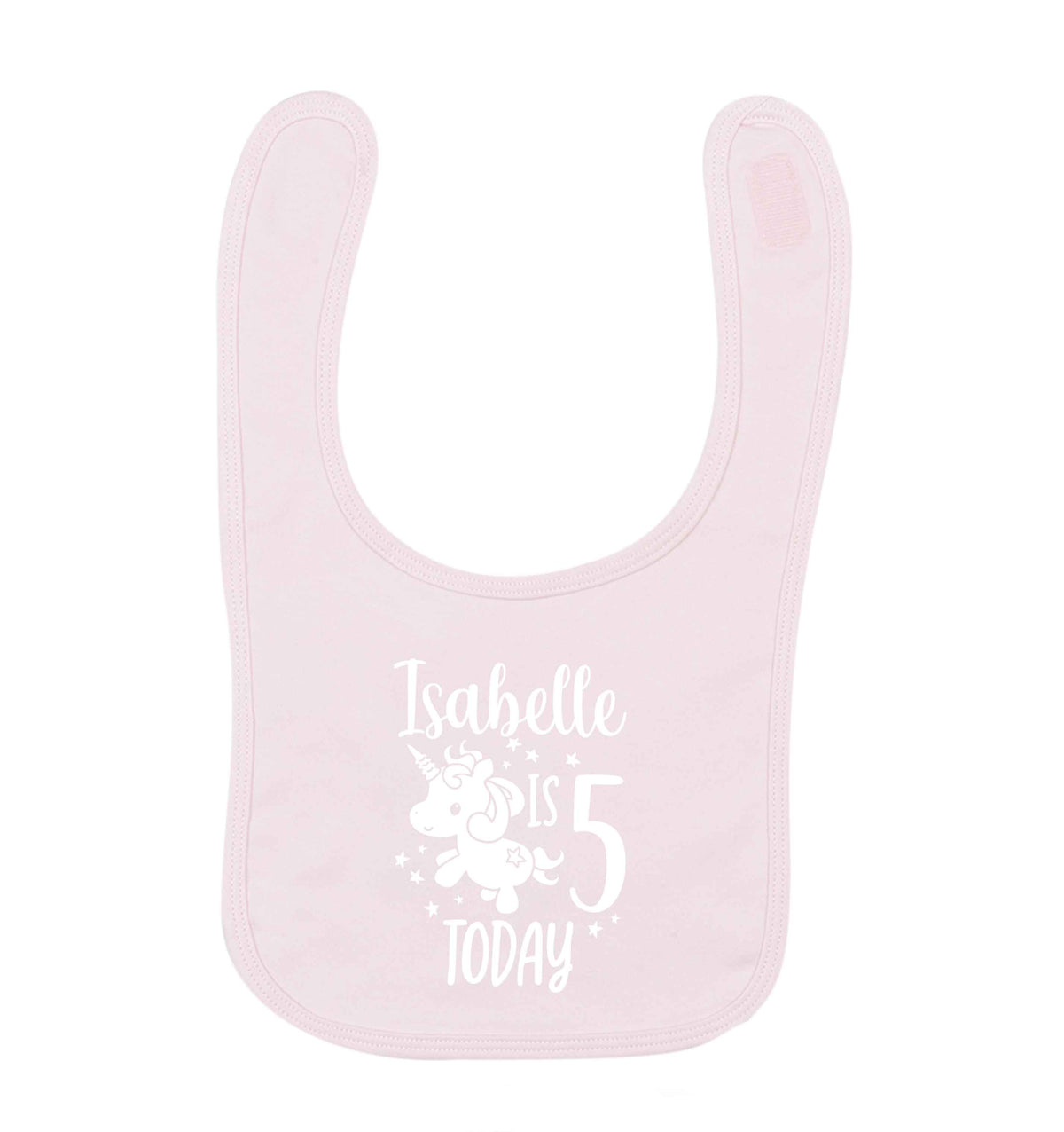 Today I am - Personalise with any name or age! Birthday unicorn pale pink baby bib
