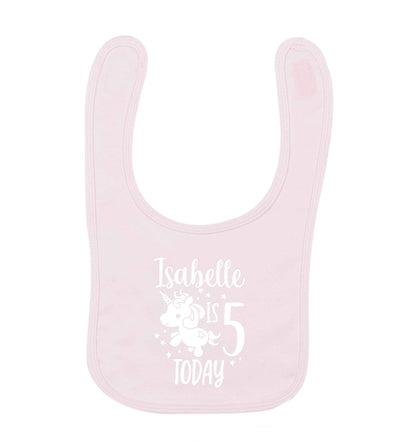 Today I am - Personalise with any name or age! Birthday unicorn pale pink baby bib