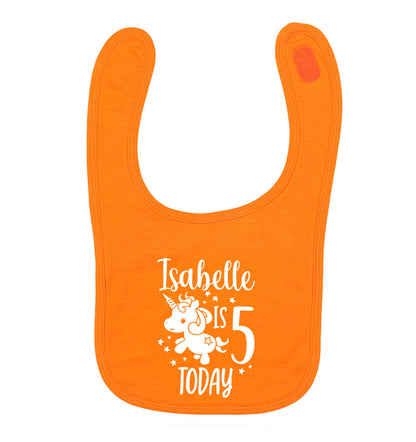 Today I am - Personalise with any name or age! Birthday unicorn orange baby bib