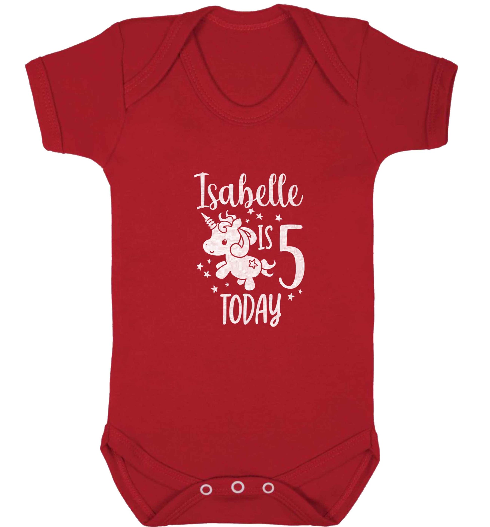 Today I am - Personalise with any name or age! Birthday unicorn baby vest red 18-24 months