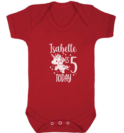 Today I am - Personalise with any name or age! Birthday unicorn baby vest red 18-24 months
