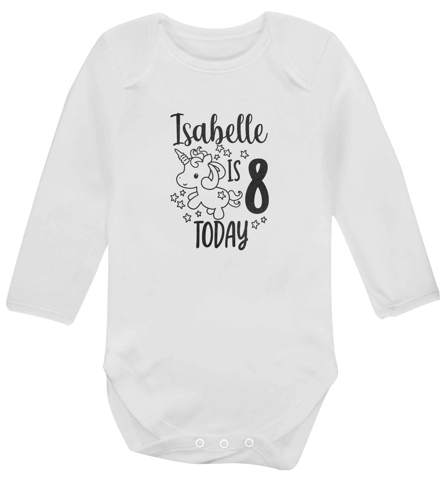 Today I am - Personalise with any name or age! Birthday unicorn baby vest long sleeved white 6-12 months