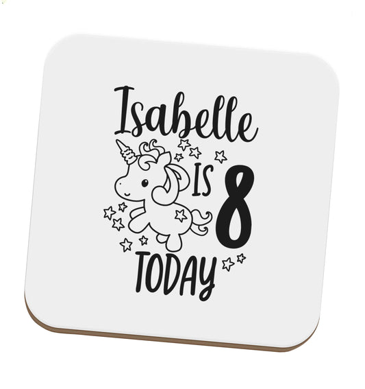 Today I am - Personalise with any name or age! Birthday unicorn set of four coasters