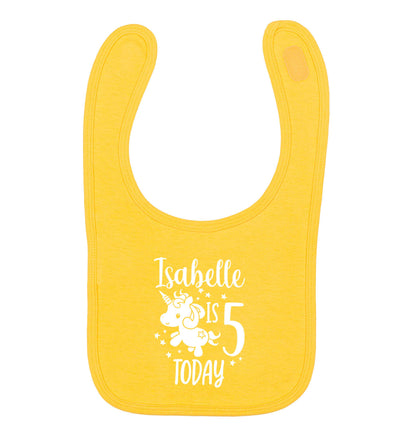 Today I am - Personalise with any name or age! Birthday unicorn yellow baby bib