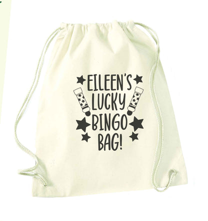 Personalised lucky bingo bag natural drawstring bag