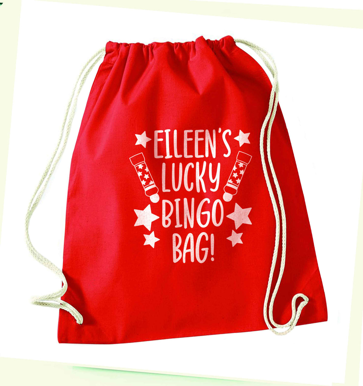 Personalised lucky bingo bag red drawstring bag 