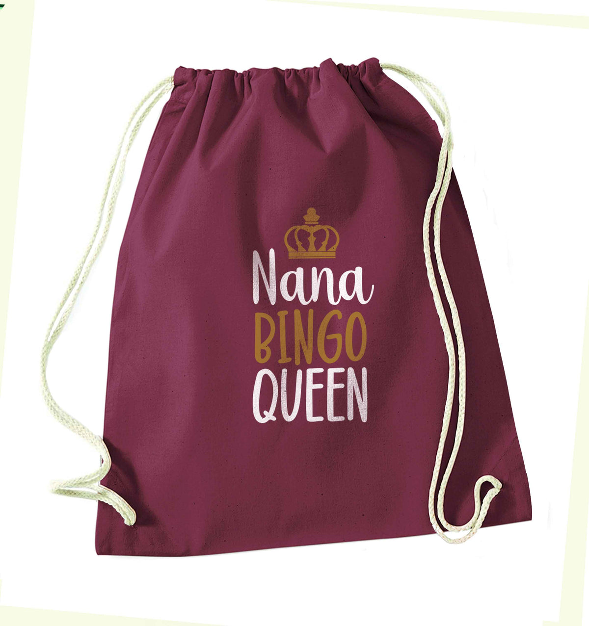 Personalised bingo queen maroon drawstring bag