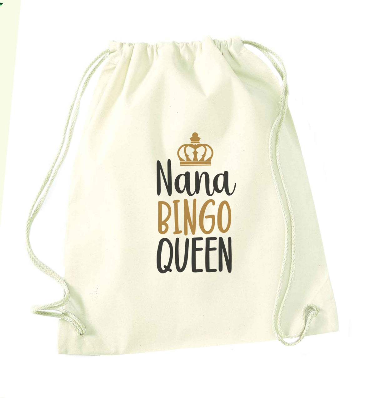 Personalised bingo queen natural drawstring bag