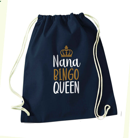 Personalised bingo queen navy drawstring bag