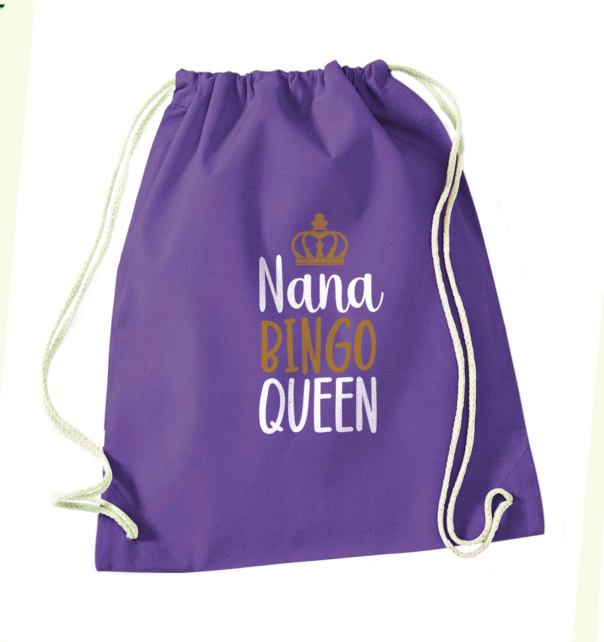 Personalised bingo queen purple drawstring bag