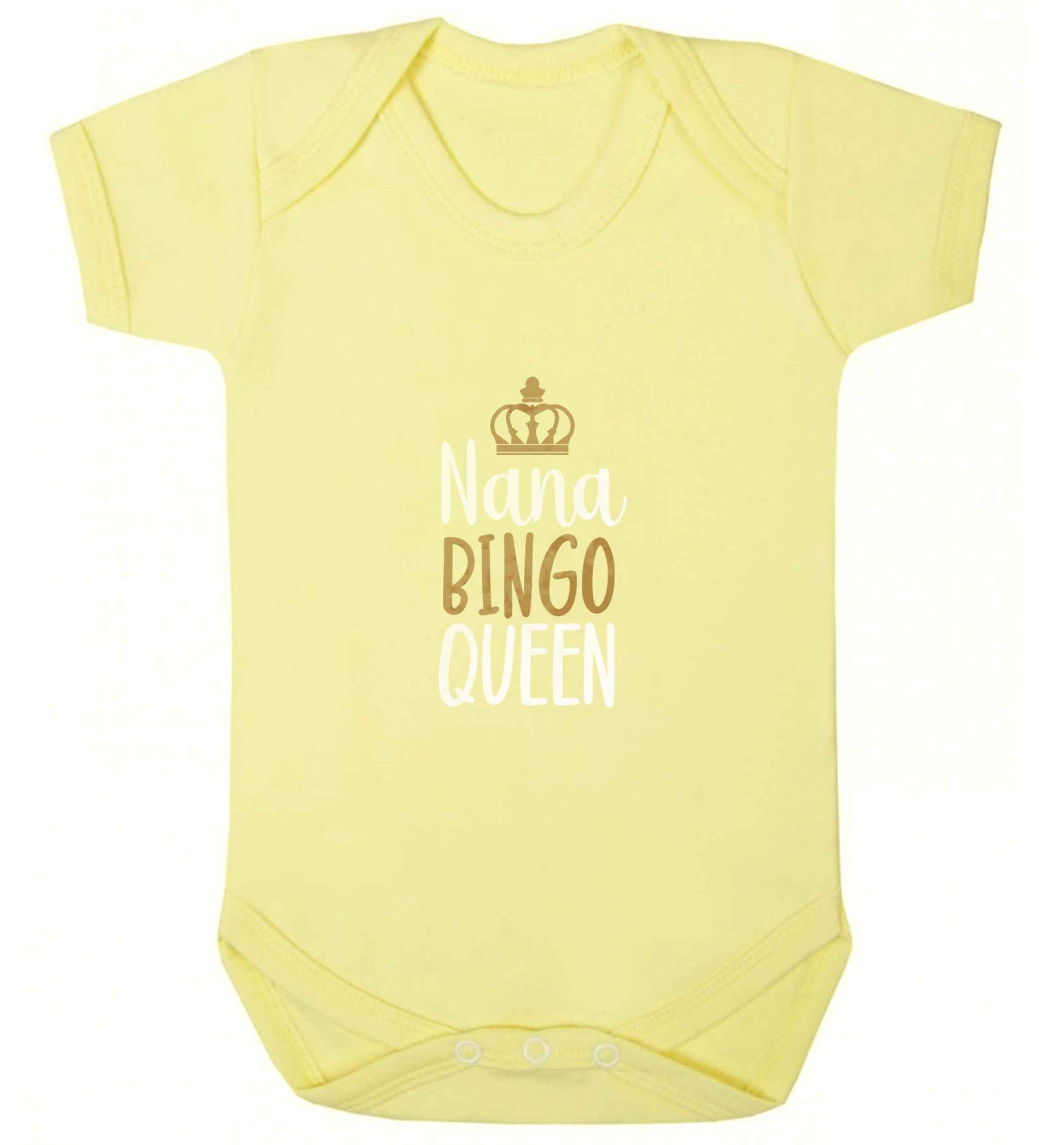 Personalised bingo queen baby vest pale yellow 18-24 months