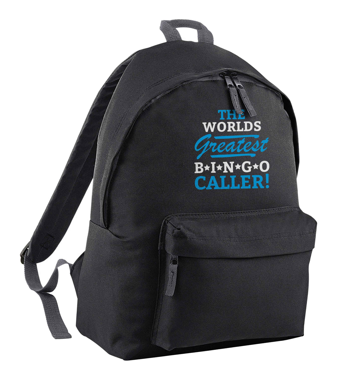 Worlds greatest bingo caller black adults backpack