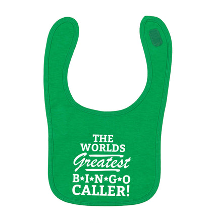 Worlds greatest bingo caller green baby bib