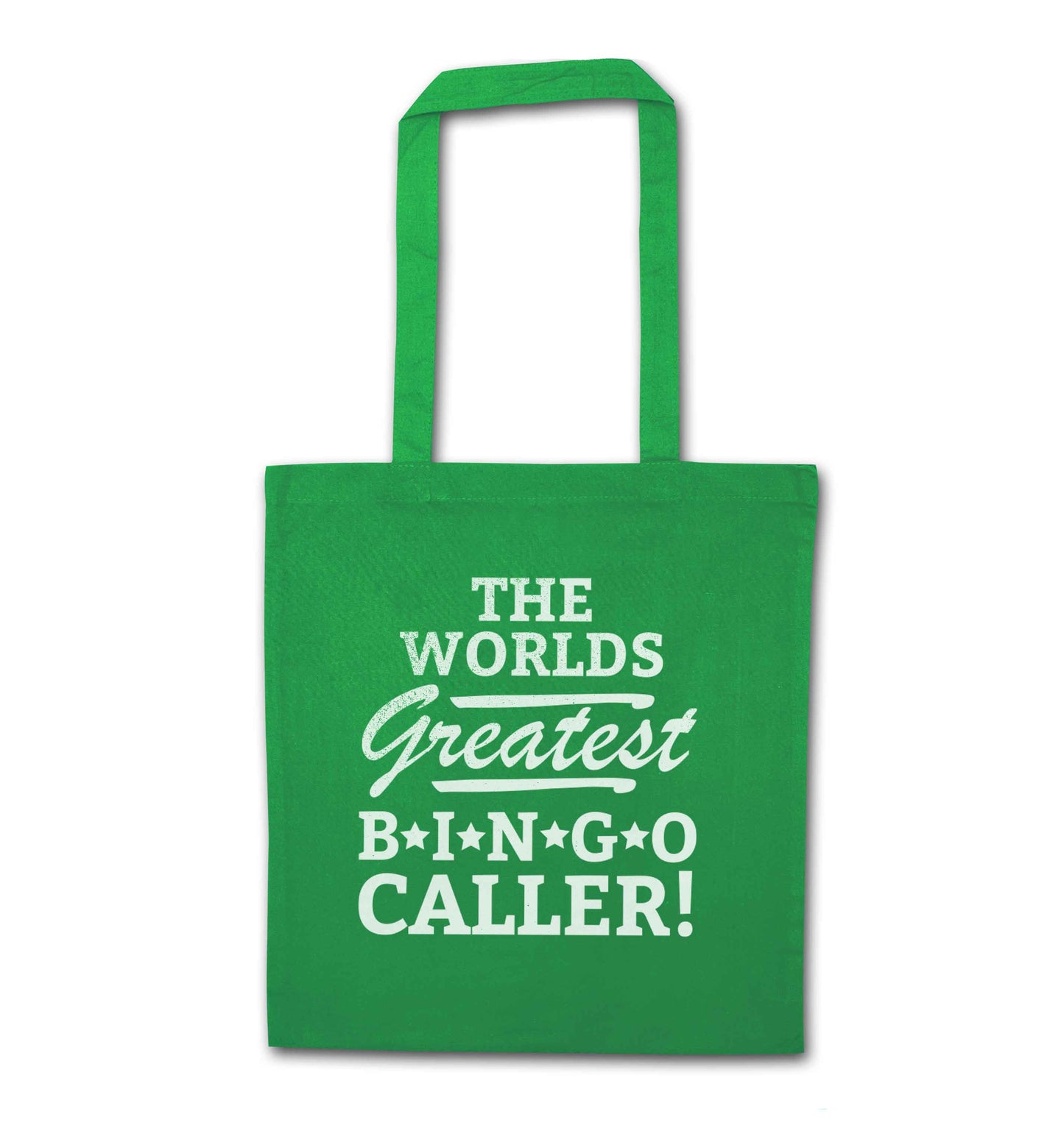 Worlds greatest bingo caller green tote bag